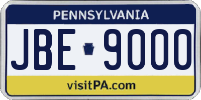 PA license plate JBE9000