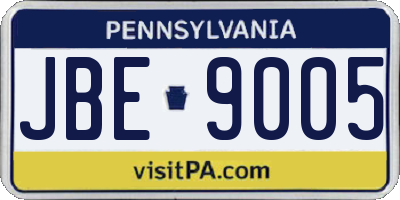 PA license plate JBE9005