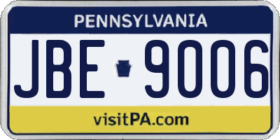 PA license plate JBE9006