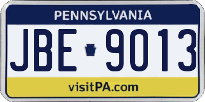 PA license plate JBE9013