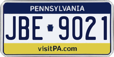 PA license plate JBE9021