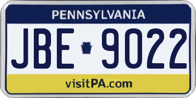 PA license plate JBE9022