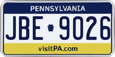 PA license plate JBE9026