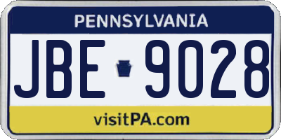 PA license plate JBE9028