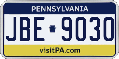 PA license plate JBE9030