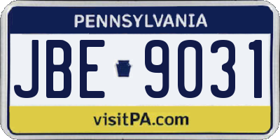 PA license plate JBE9031