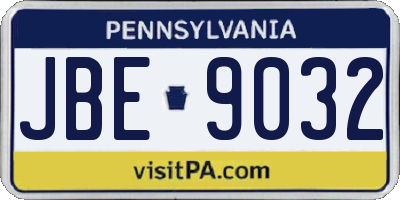 PA license plate JBE9032