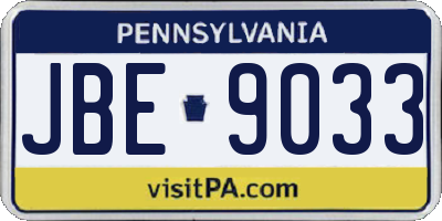 PA license plate JBE9033