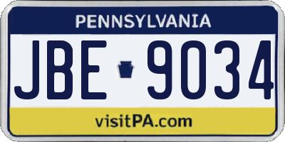 PA license plate JBE9034