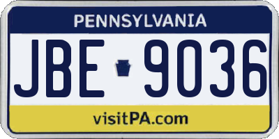 PA license plate JBE9036