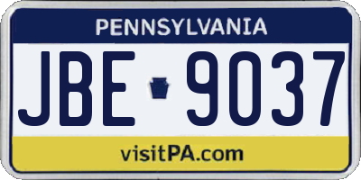 PA license plate JBE9037