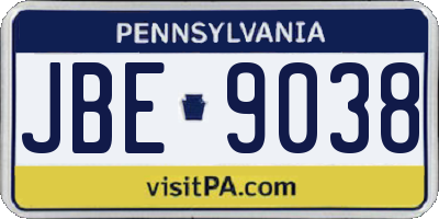 PA license plate JBE9038