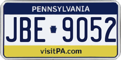 PA license plate JBE9052