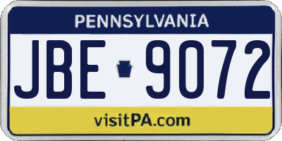 PA license plate JBE9072