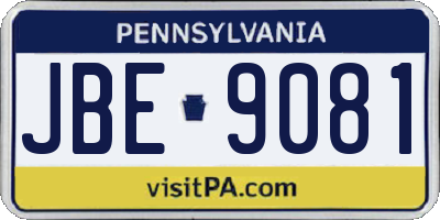 PA license plate JBE9081