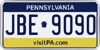 PA license plate JBE9090