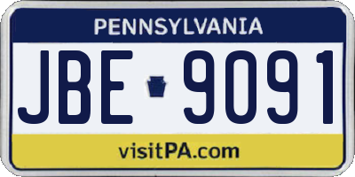 PA license plate JBE9091