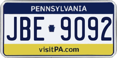 PA license plate JBE9092