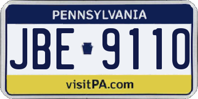 PA license plate JBE9110