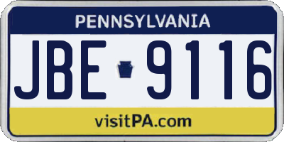 PA license plate JBE9116