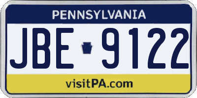 PA license plate JBE9122