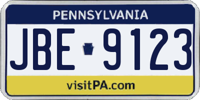 PA license plate JBE9123