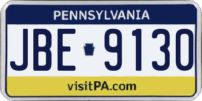 PA license plate JBE9130