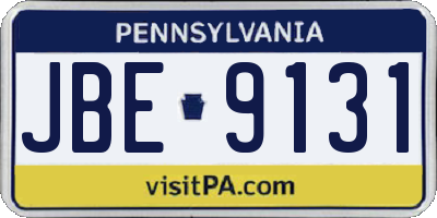 PA license plate JBE9131