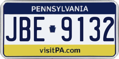 PA license plate JBE9132