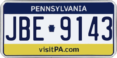 PA license plate JBE9143