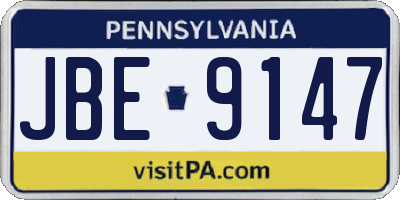 PA license plate JBE9147