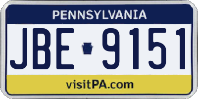 PA license plate JBE9151