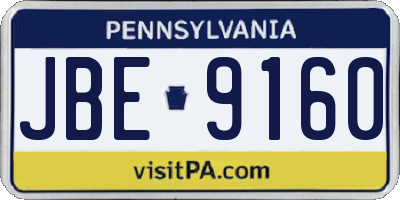 PA license plate JBE9160