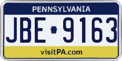 PA license plate JBE9163