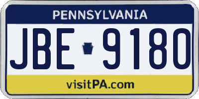 PA license plate JBE9180