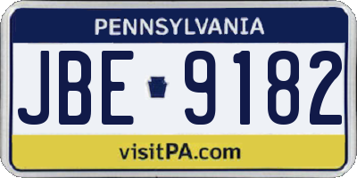 PA license plate JBE9182