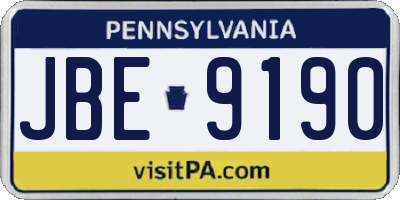 PA license plate JBE9190