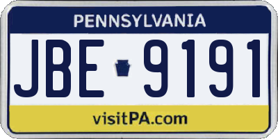 PA license plate JBE9191