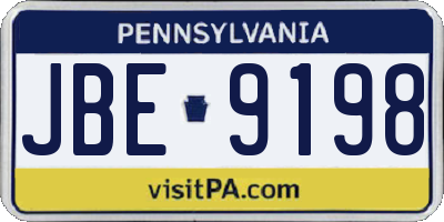 PA license plate JBE9198