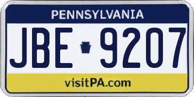 PA license plate JBE9207