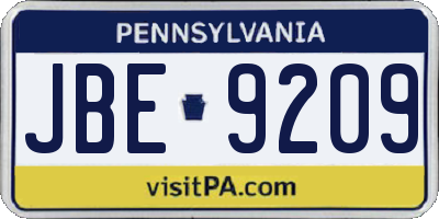 PA license plate JBE9209