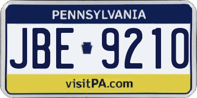 PA license plate JBE9210