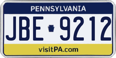 PA license plate JBE9212