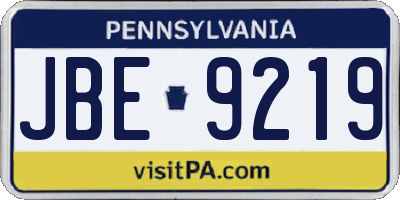 PA license plate JBE9219