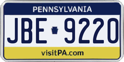 PA license plate JBE9220