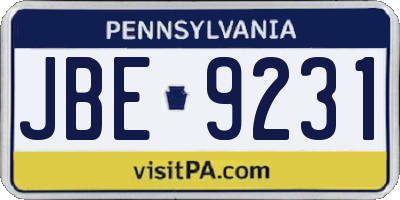 PA license plate JBE9231
