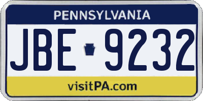 PA license plate JBE9232