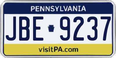 PA license plate JBE9237