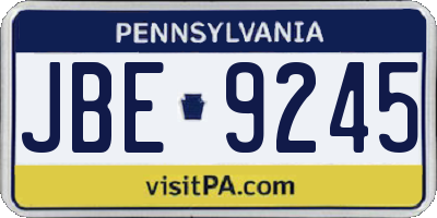 PA license plate JBE9245