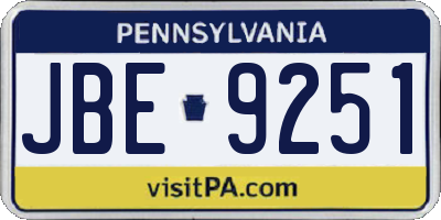 PA license plate JBE9251